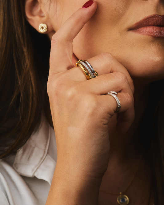 Two-Tone Stacked Paved Ring