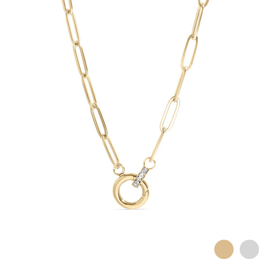 Forever CZ Charm Paperclip Necklace