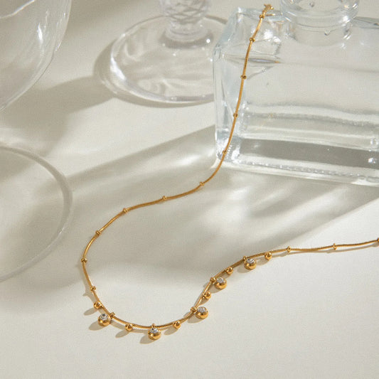 Zircon Drop Gold Plated Necklace