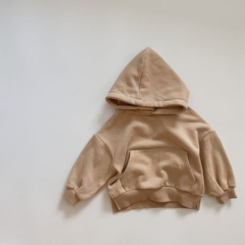 Baby Solid Color Long Sleeves Fleece Thermal Hoodies In Autumn Outfit