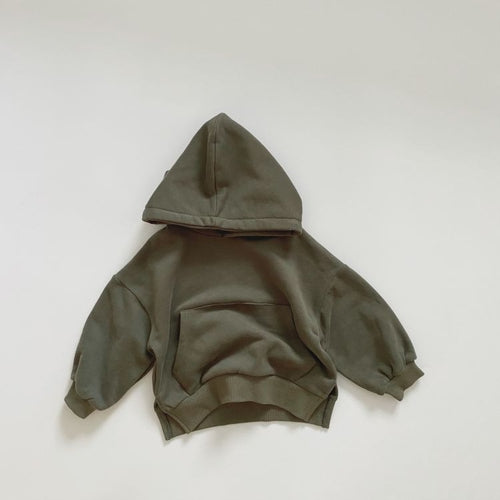Baby Solid Color Long Sleeves Fleece Thermal Hoodies In Autumn Outfit