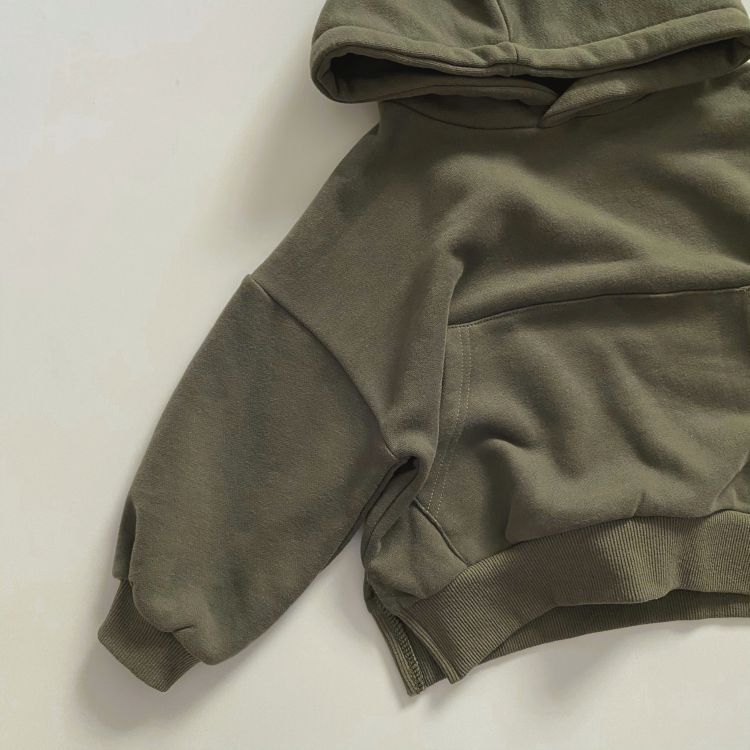Baby Solid Color Long Sleeves Fleece Thermal Hoodies In Autumn Outfit